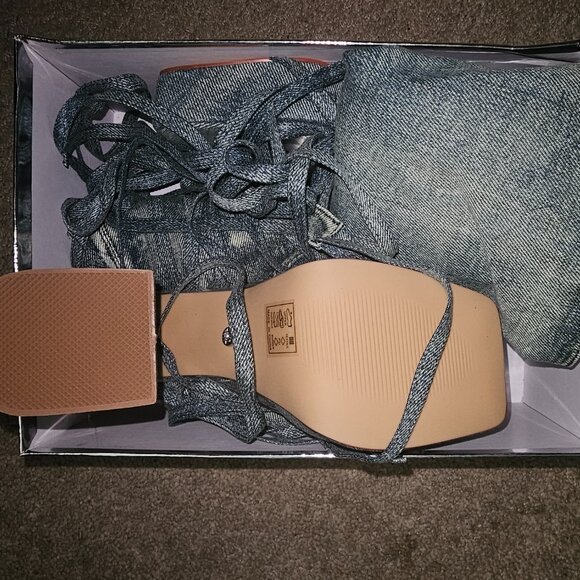 AZALEA WANG AERIAL BLUE DENIM WASHED SANDAL 7.5 NIB - Picture 4 of 7